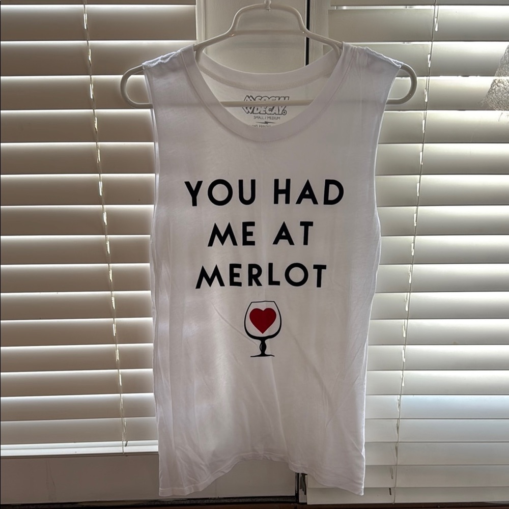 White Tank Top with Merlot Graphic
